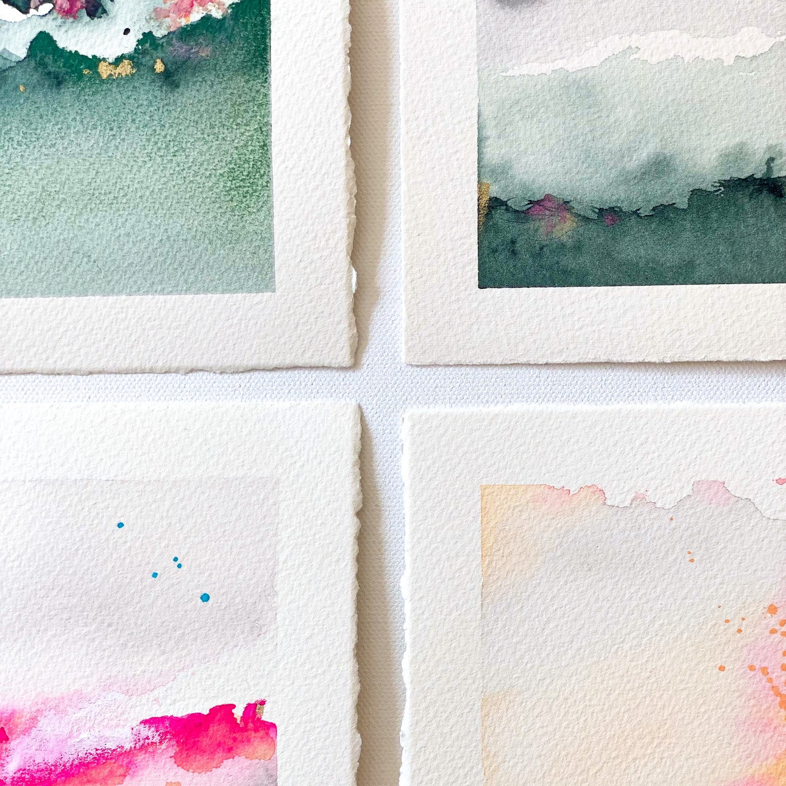 Four watercolor paintings on a white background dawn trimble art