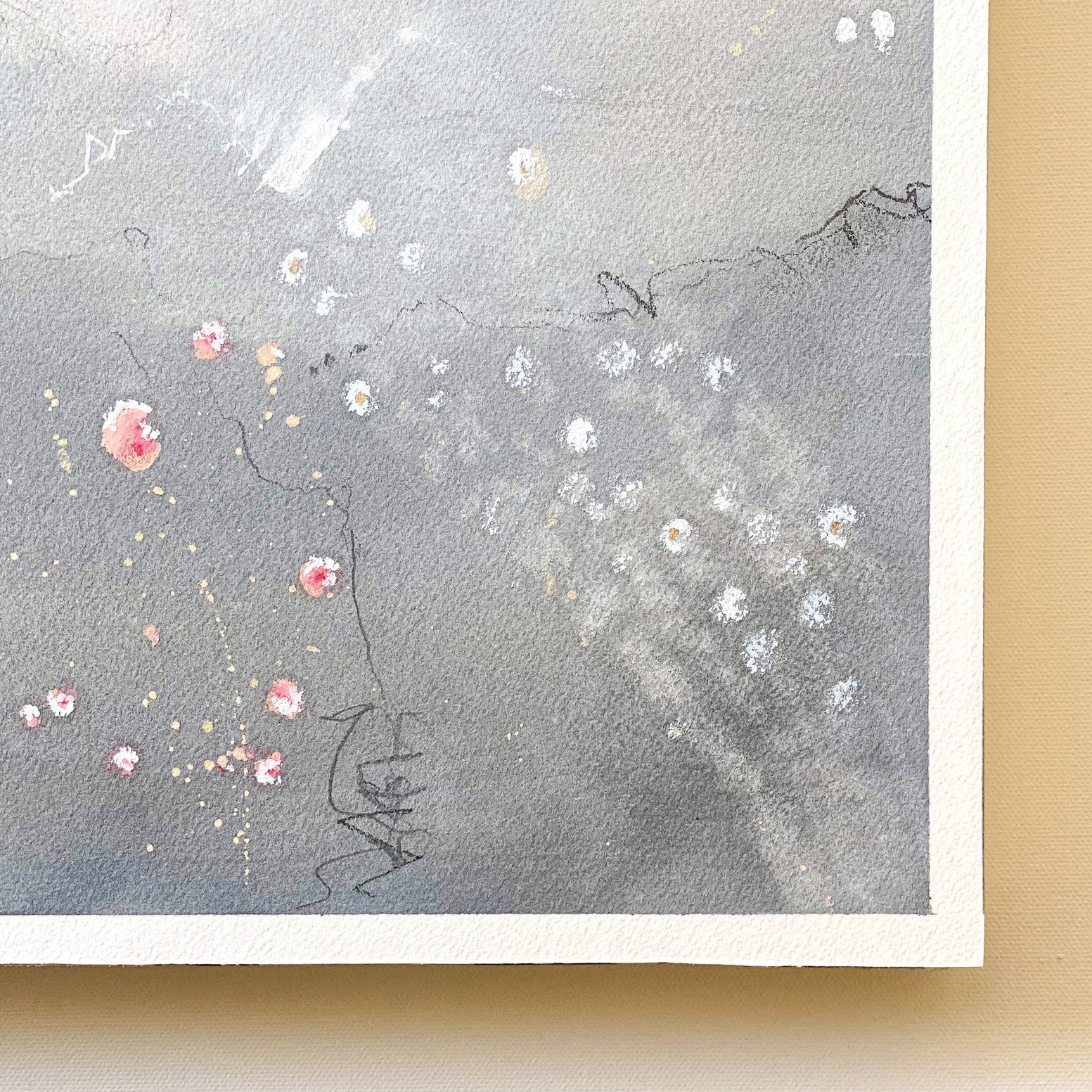 Artistic depiction of flowers on a textured surface
