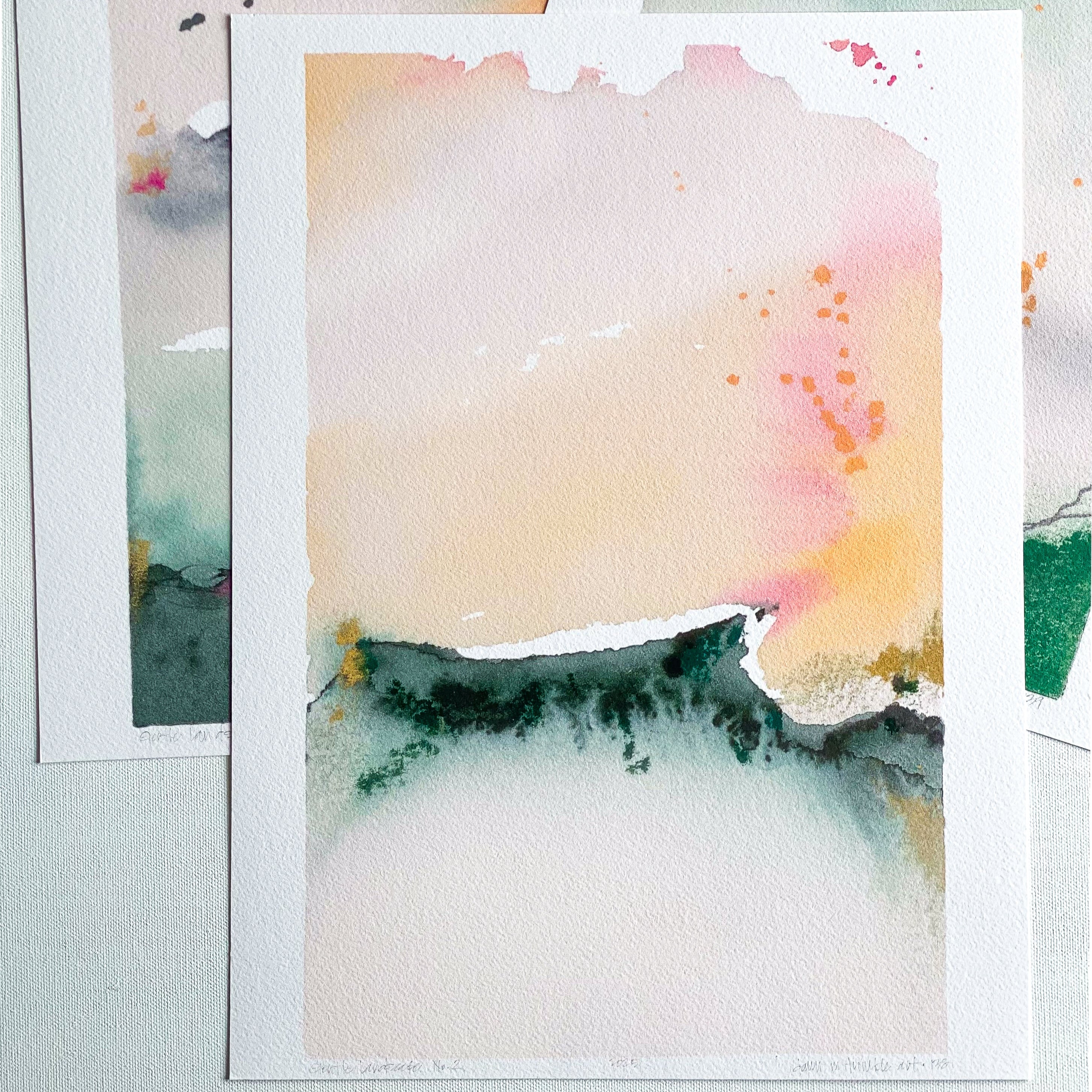 Set of watercolor paintings by dawn m trimble on a light background 
