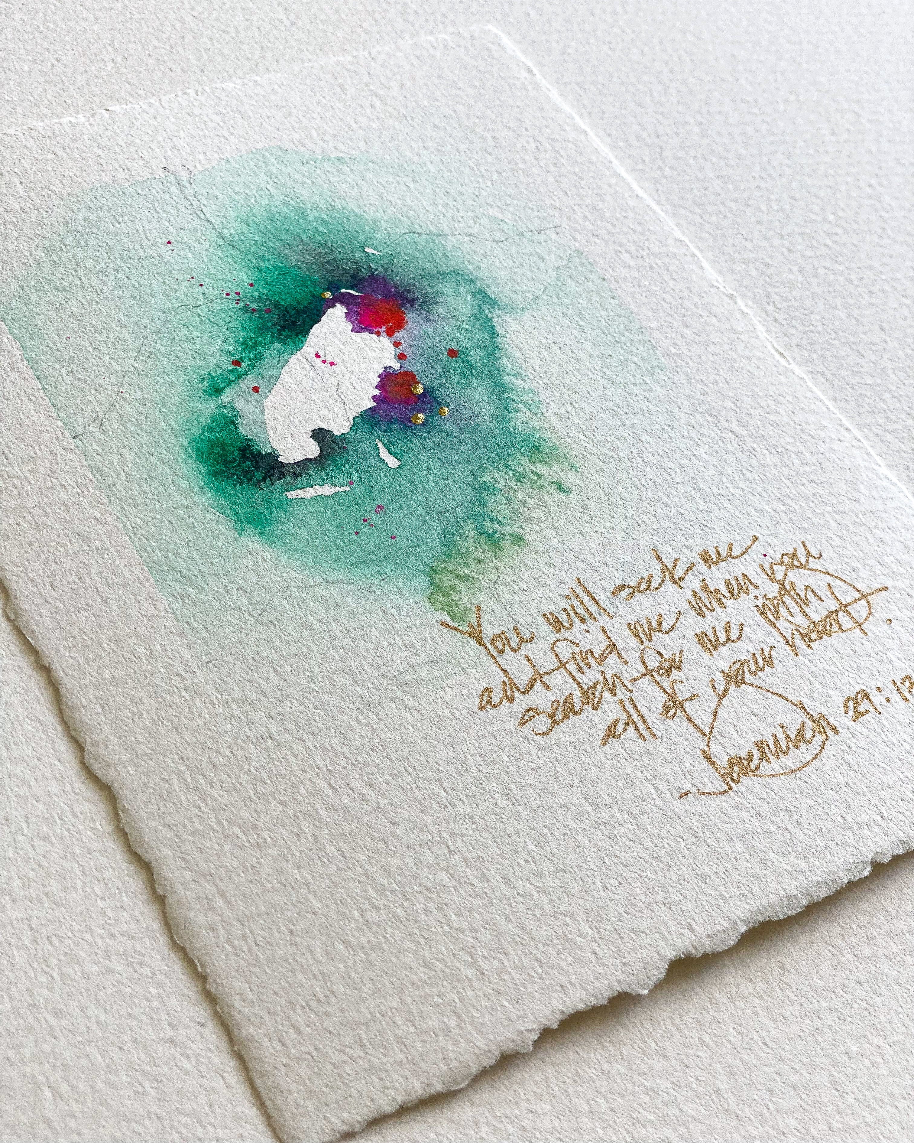 dawn trimble art watercolor painting on a textured paper with text
